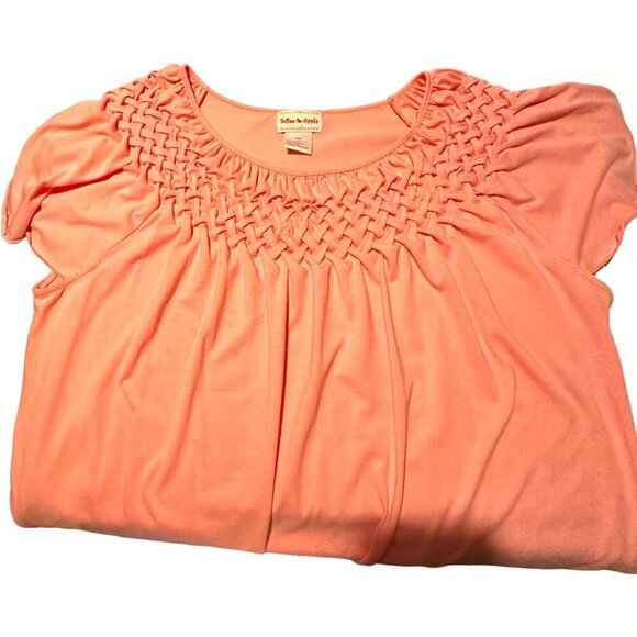 Toffee Apple XXL Bubble Gum Pink Ruched Cap Sleeve Flowing Top Flattering EUC - Picture 5 of 9